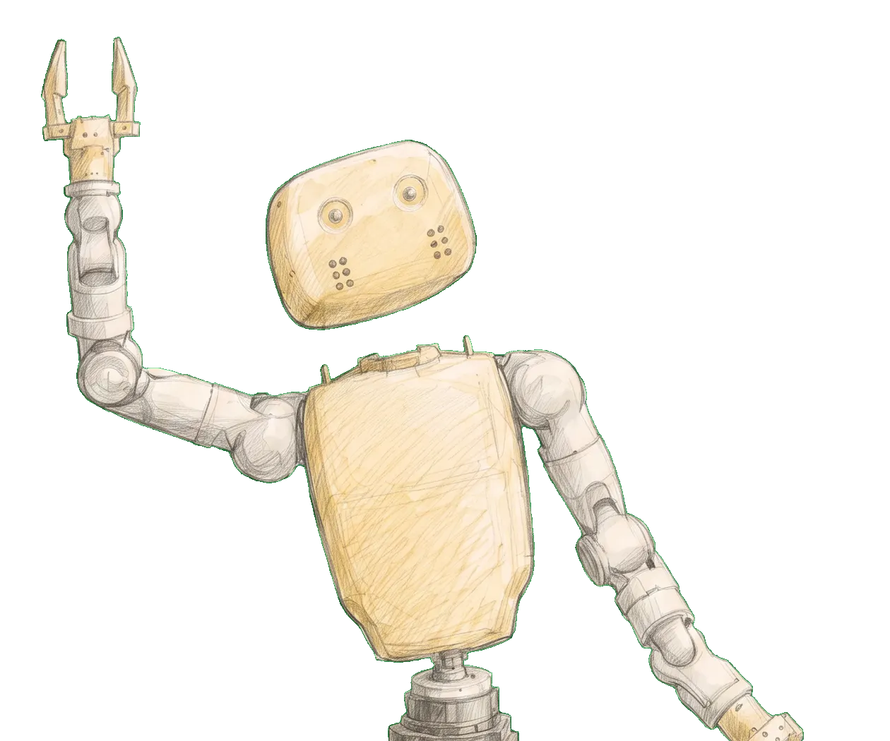Lumi waving, framed from the upper torso